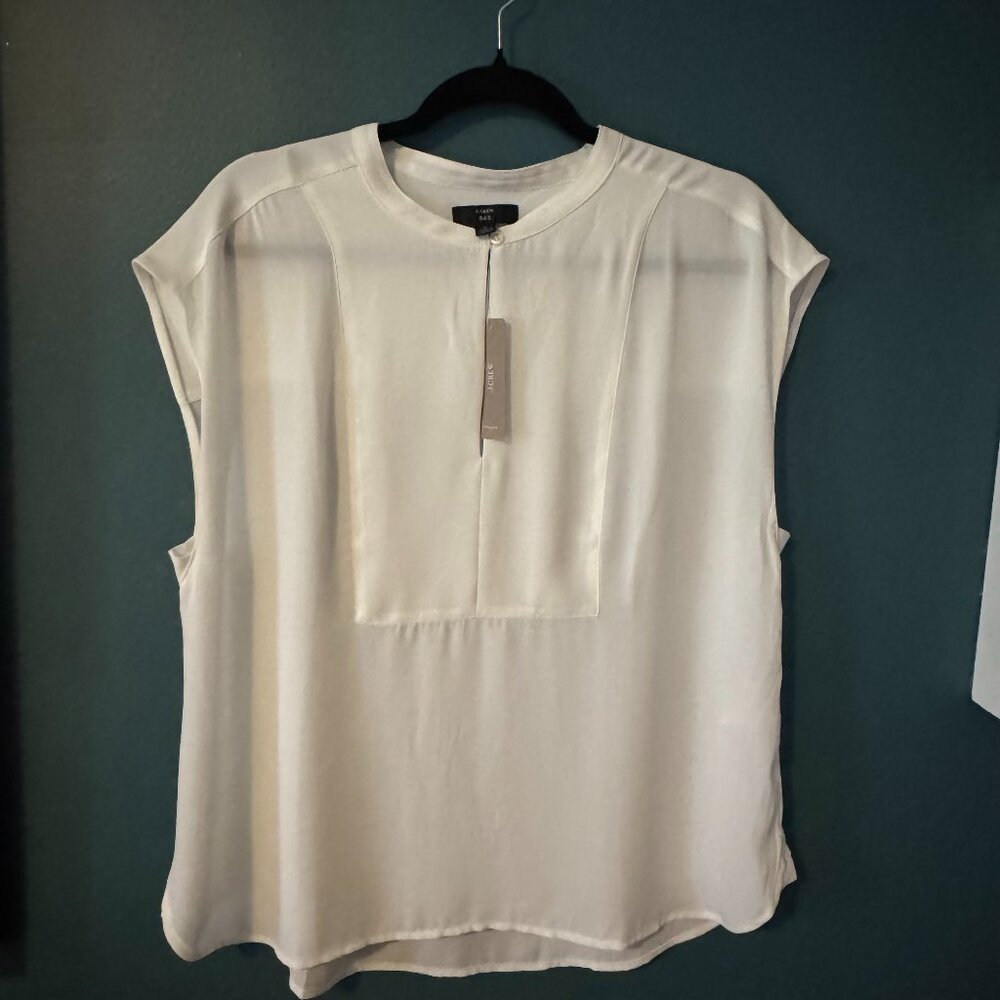 J.Crew 365 Drapey Cap Sleeve Top – Large - Cream -MF0042